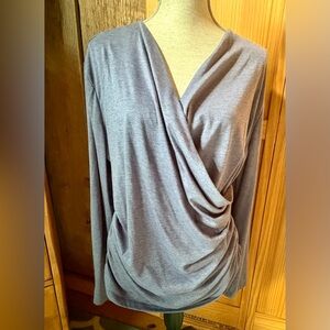 SHEIN Light Navy Blue Knit Drape, Ruched Wrap Top, Size XXL (fits XL)